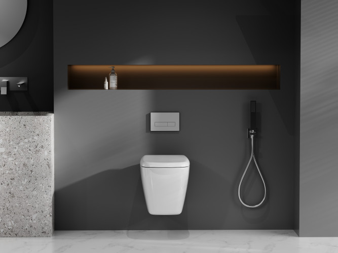 Унитаз ABBER Rechteck AC1217 подвесной белый, безободковый, смыв торнадо