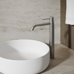 Смеситель ABBER Wasser Kreis 316 AF8111BST-L для накладной раковины, сталь брашированная