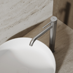 Смеситель ABBER Wasser Kreis 316 AF8111BST-L для накладной раковины, сталь брашированная