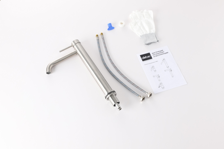 Смеситель ABBER Wasser Kreis 316 AF8111BST-L для накладной раковины, сталь брашированная