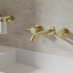 Смеситель ABBER Wasser Kreis 316 AF81123BG-L для раковины скрытого монтажа, золото брашированное