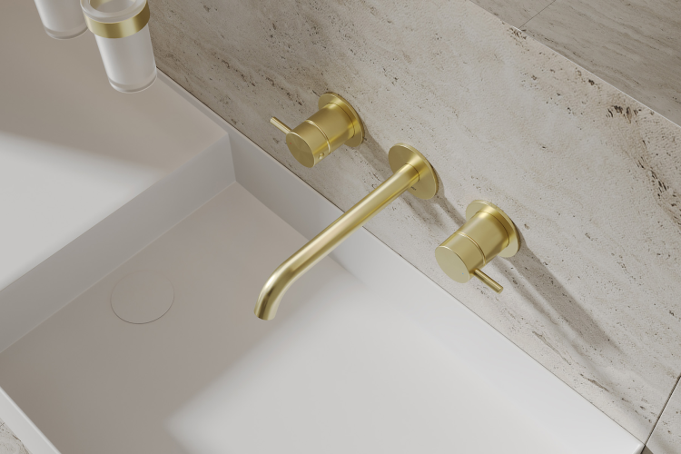 Смеситель ABBER Wasser Kreis 316 AF81123BG-L для раковины скрытого монтажа, золото брашированное