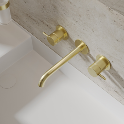 Смеситель ABBER Wasser Kreis 316 AF81123BG-L для раковины скрытого монтажа, золото брашированное