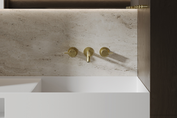 Смеситель ABBER Wasser Kreis 316 AF81123BG-L для раковины скрытого монтажа, золото брашированное