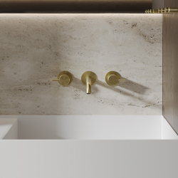 Смеситель ABBER Wasser Kreis 316 AF81123BG-L для раковины скрытого монтажа, золото брашированное