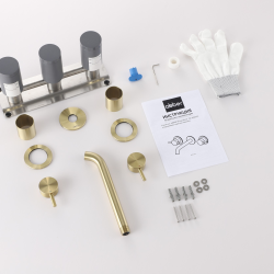 Смеситель ABBER Wasser Kreis 316 AF81123BG-L для раковины скрытого монтажа, золото брашированное