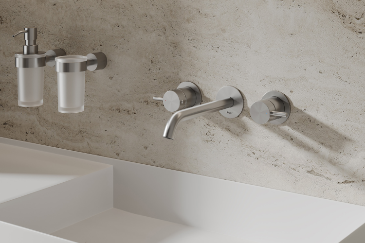 Смеситель ABBER Wasser Kreis 316 AF81123BST-L для раковины скрытого монтажа, сталь брашированная