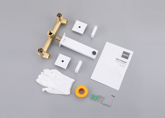 Смеситель ABBER Daheim AF82122W для раковины скрытого монтажа, белый матовый