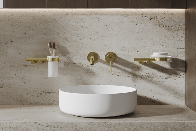 Смеситель ABBER Wasser Kreis 316 AF8112BG-M для раковины скрытого монтажа, золото брашированное