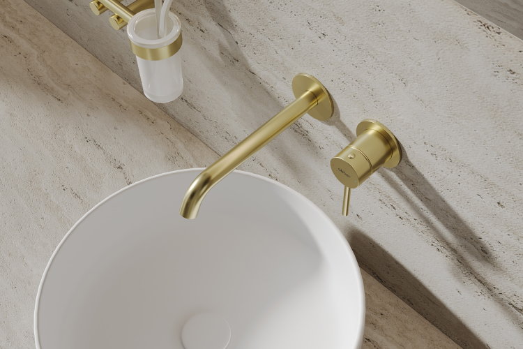 Смеситель ABBER Wasser Kreis 316 AF8112BG-M для раковины скрытого монтажа, золото брашированное