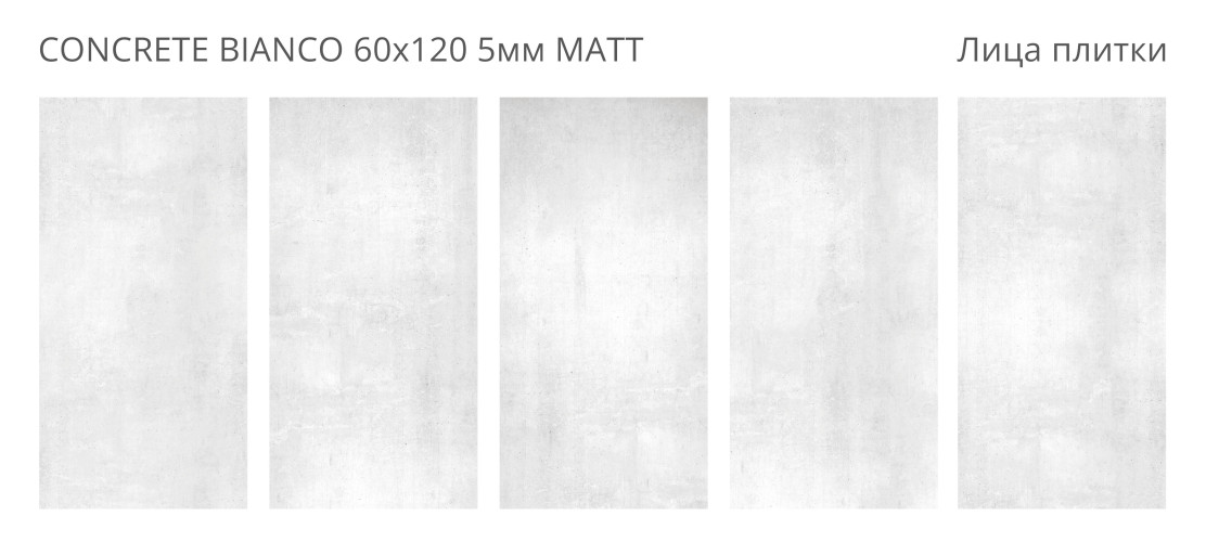 Concrete Bianco Matt 60x120 5мм — фото 2