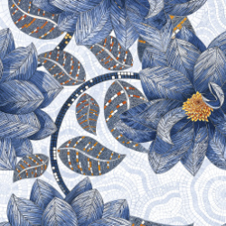 Керамогранит Декоративное панно MDetails Indigo Bloom (набор из 4шт. 60x120) 120x240