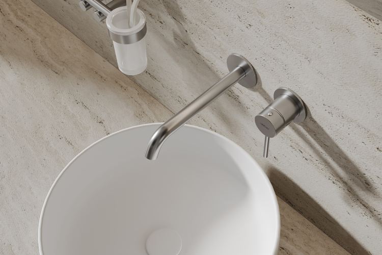 Смеситель ABBER Wasser Kreis 316 AF8112BST-M для раковины скрытого монтажа, сталь брашированная